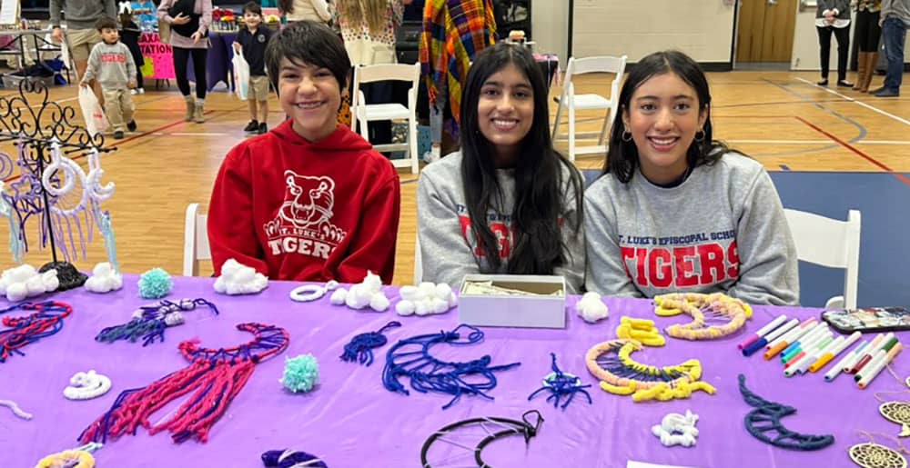 students at St. Lukes Trade Fair
